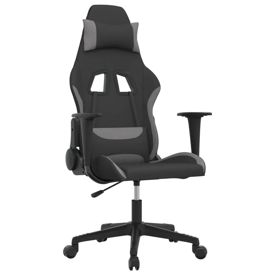 Chaise de jeu de massage Noir et gris clair Tissu - 2