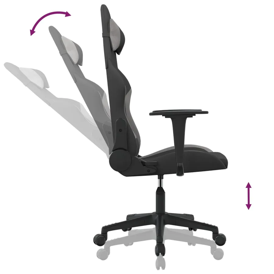 Chaise de jeu de massage Noir et gris clair Tissu - 6