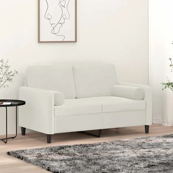 Coussins décoratifs lot de 2 Crème Ø15x50 cm Velours