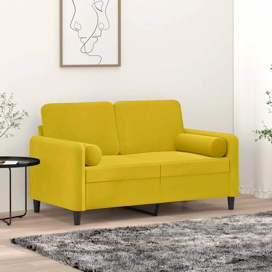 Coussins décoratifs lot de 2 Jaune Ø15x50 cm Velours