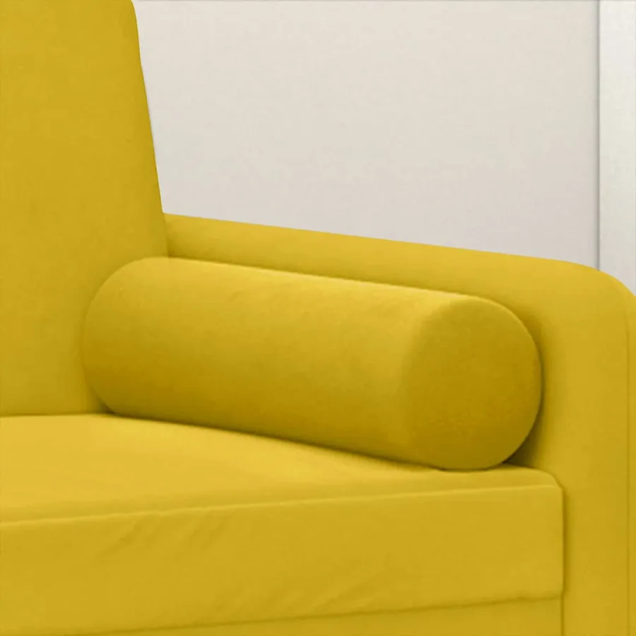 Coussins décoratifs lot de 2 Jaune Ø15x50 cm Velours - 5