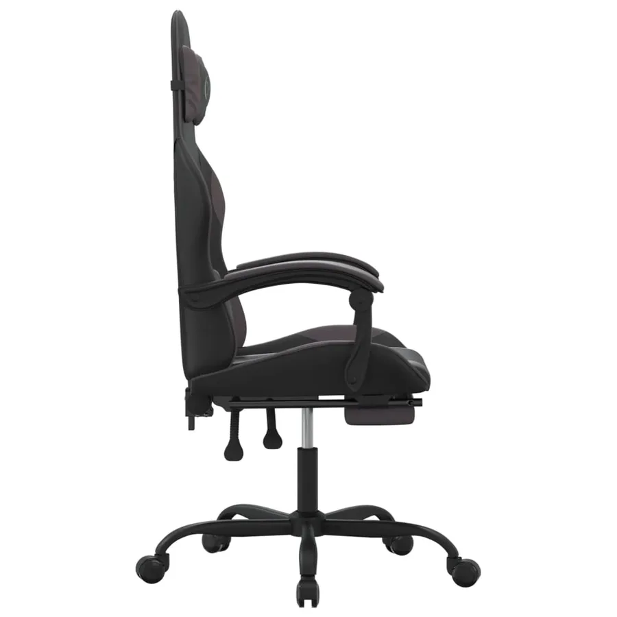 Chaise de jeu pivotante et repose-pied Noir et gris Similicuir - 4