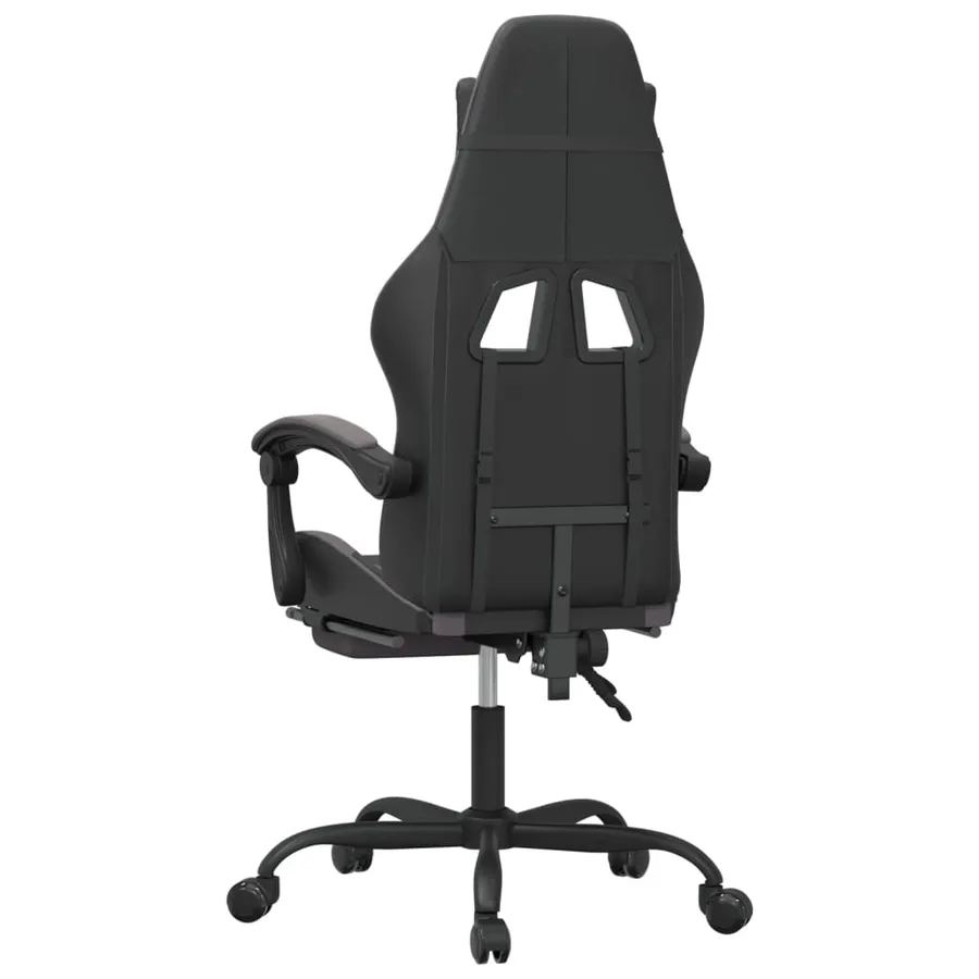 Chaise de jeu pivotante et repose-pied Noir et gris Similicuir - 5