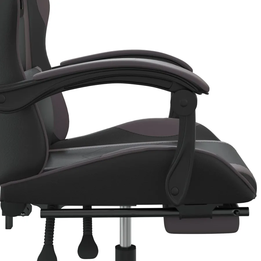 Chaise de jeu pivotante et repose-pied Noir et gris Similicuir - 8