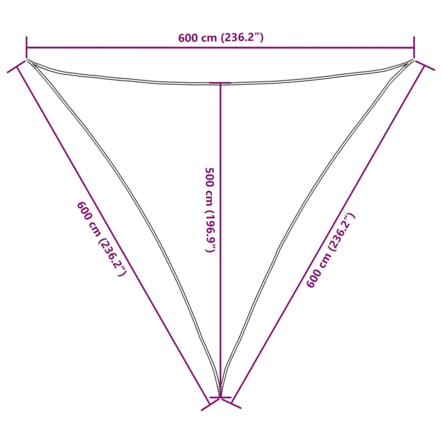 Voile de parasol tissu oxford triangulaire 6x6x6 m noir - 10