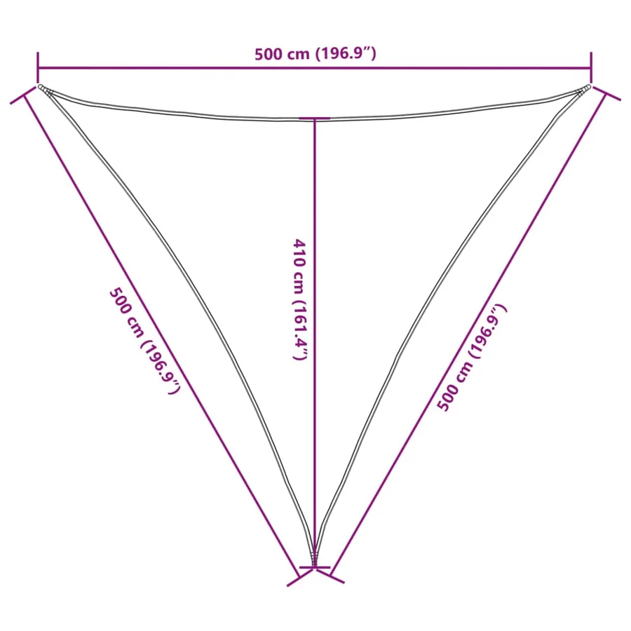 Voile de parasol tissu oxford triangulaire 5x5x5 m taupe - 10