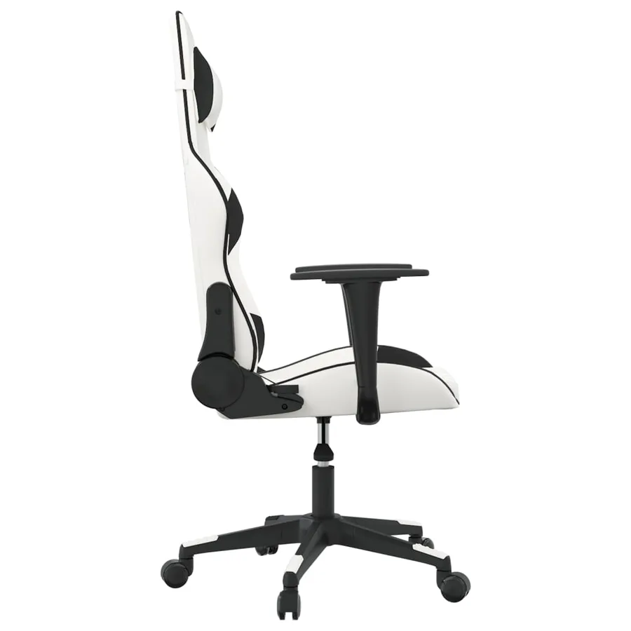 Chaise de jeu de massage Blanc et noir Similicuir - 4