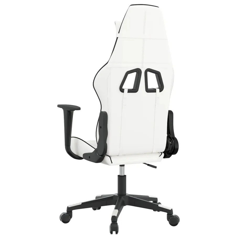 Chaise de jeu de massage Blanc et noir Similicuir - 5