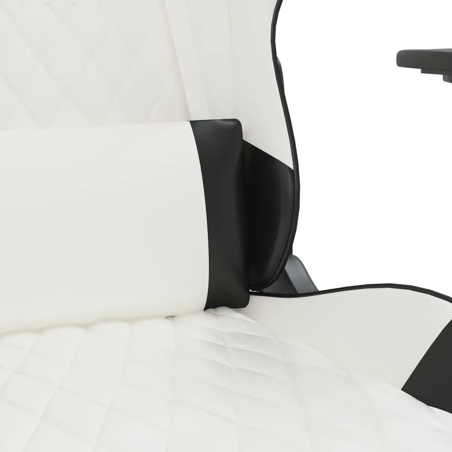 Chaise de jeu de massage Blanc et noir Similicuir - 8