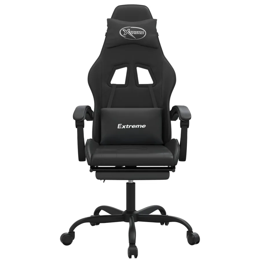 Chaise de jeu pivotante avec repose-pied Noir Similicuir - 3