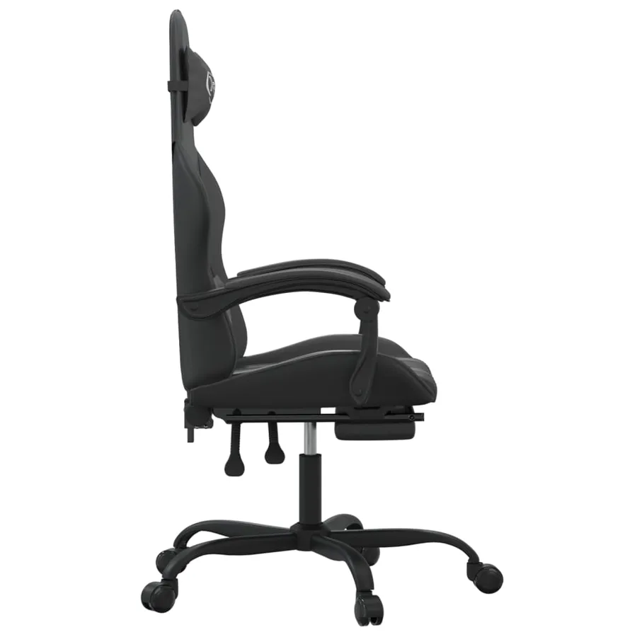 Chaise de jeu pivotante avec repose-pied Noir Similicuir - 4