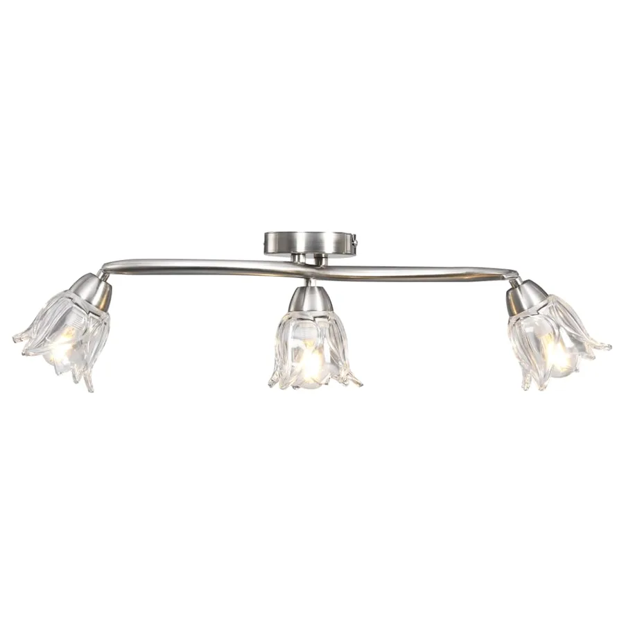 Plafonnier et abat-jour verre transparent 3 ampoules E14 Tulipe - 2