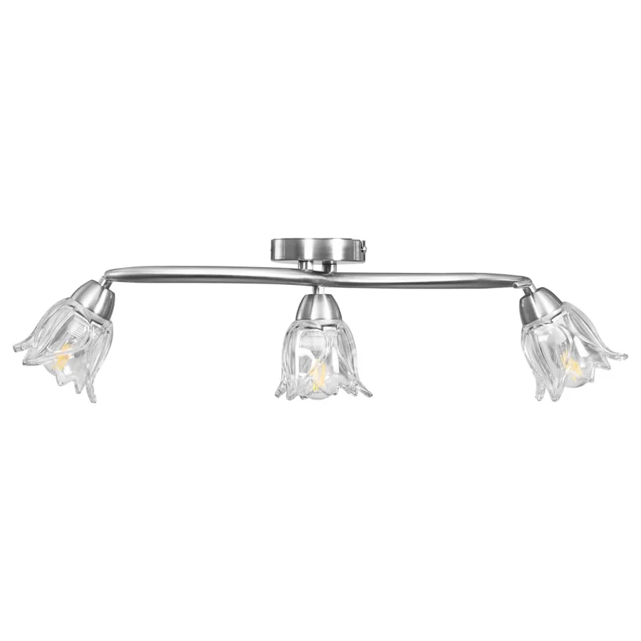 Plafonnier et abat-jour verre transparent 3 ampoules E14 Tulipe - 4