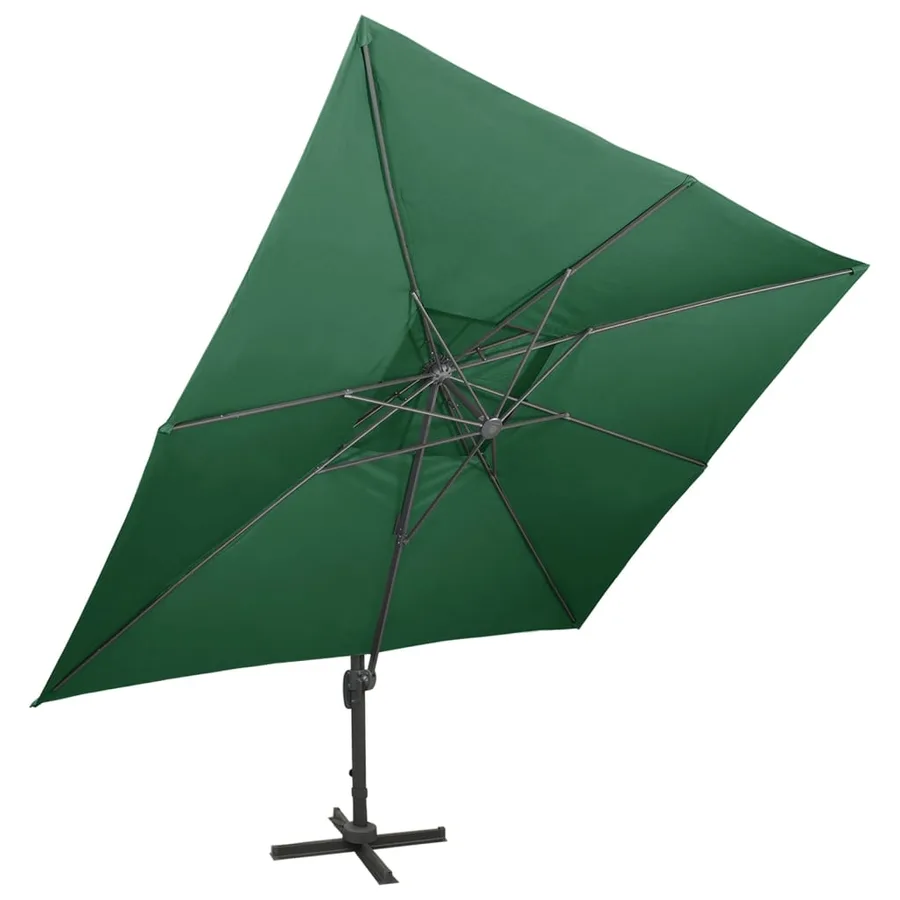 Parasol de jardin en porte-à-faux avec double toit vert - 2