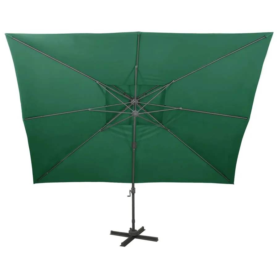 Parasol de jardin en porte-à-faux avec double toit vert - 3