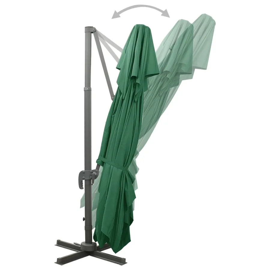 Parasol de jardin en porte-à-faux avec double toit vert - 4