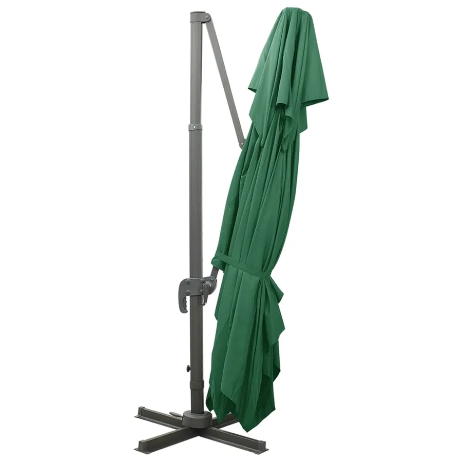 Parasol de jardin en porte-à-faux avec double toit vert - 5