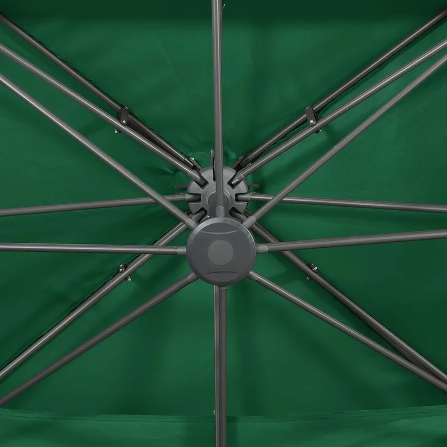 Parasol de jardin en porte-à-faux avec double toit vert - 7