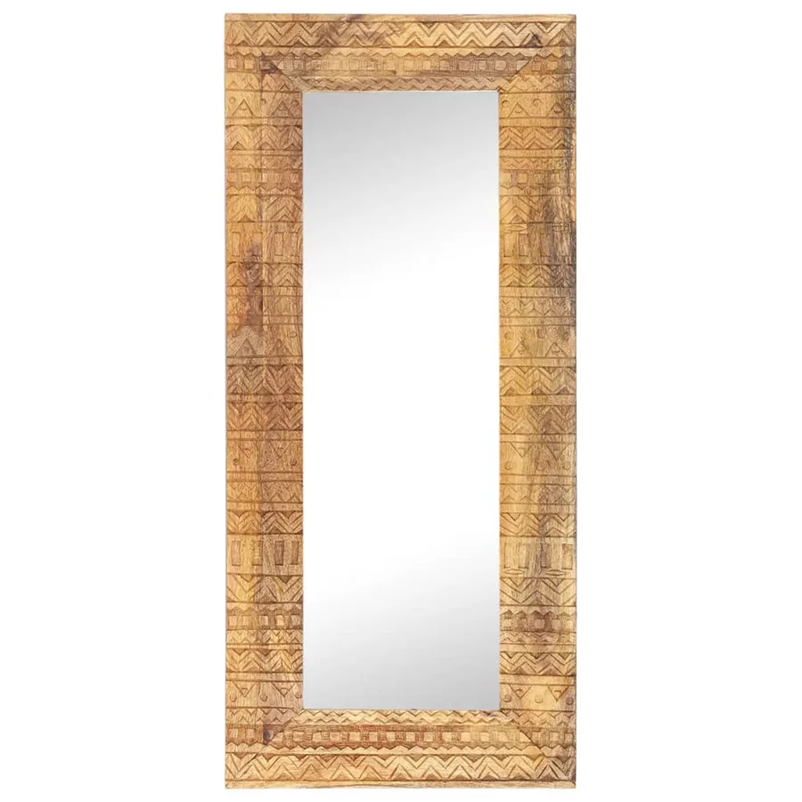 Miroir sculpté à la main 110x50x2,5 cm bois de manguier solide - 2