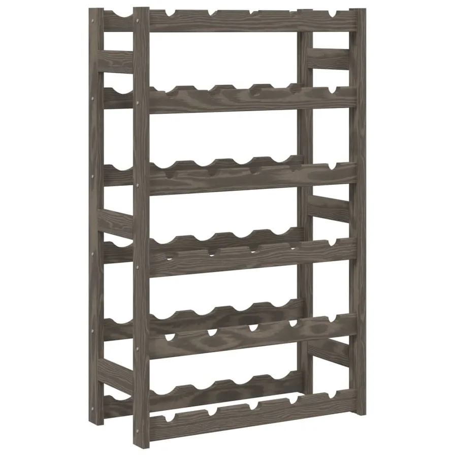 Casier à bouteilles pour 30 bouteilles gris bois pin solide - 2