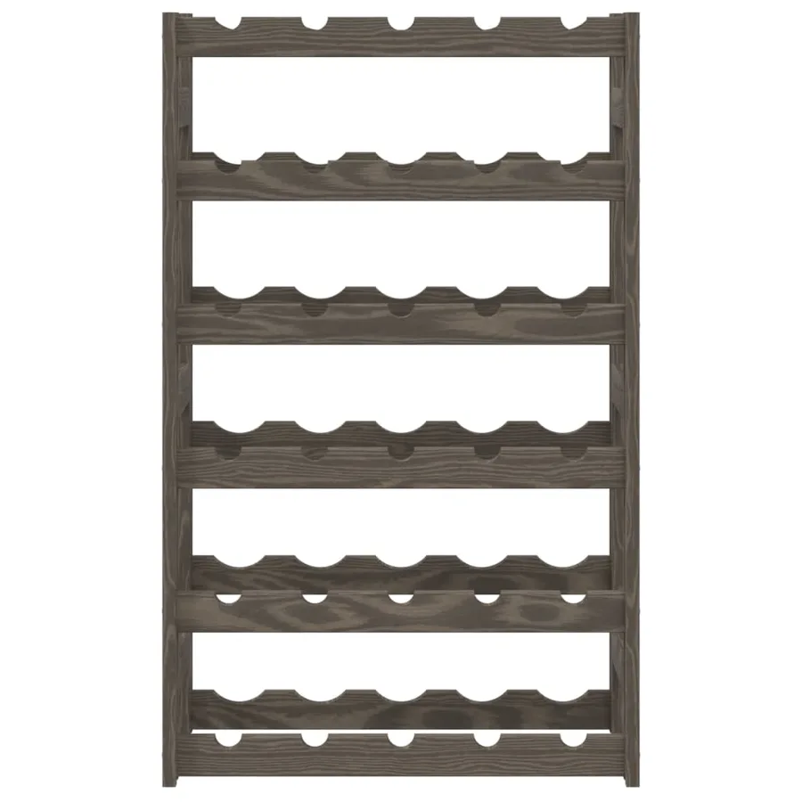 Casier à bouteilles pour 30 bouteilles gris bois pin solide - 3