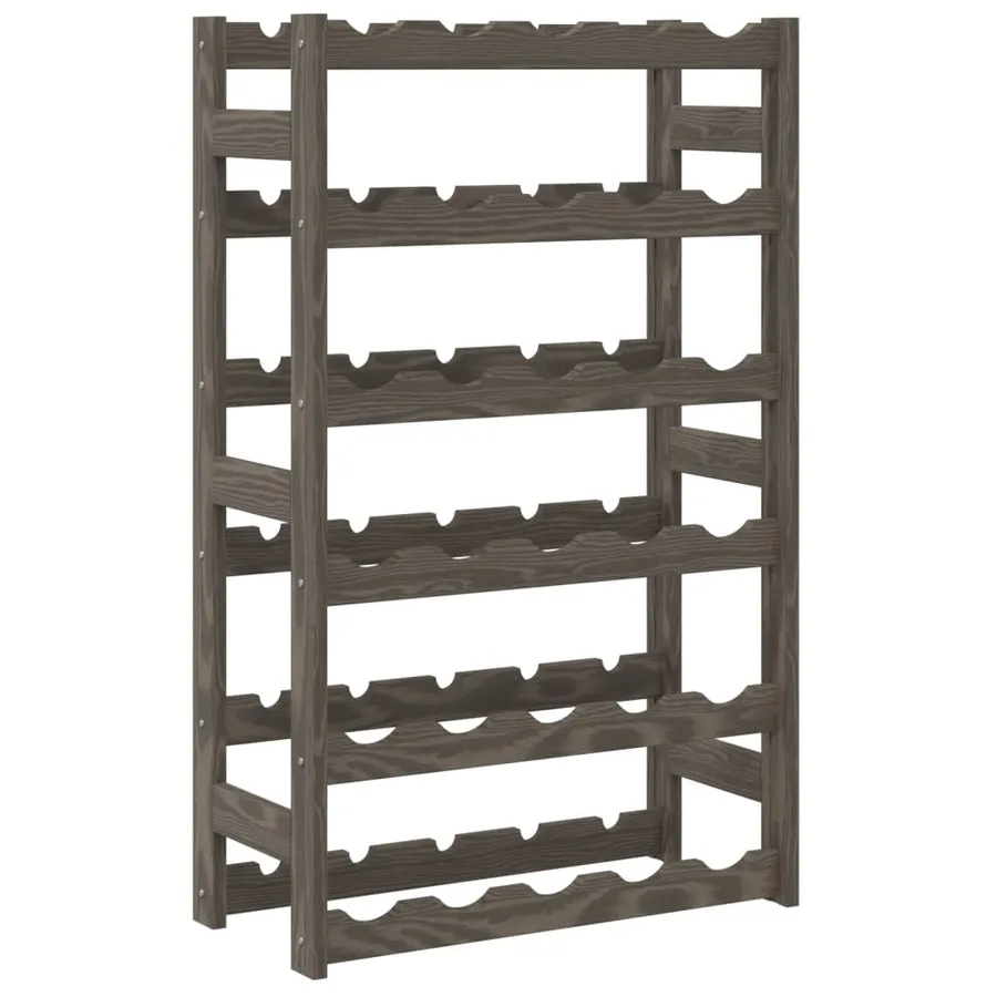 Casier à bouteilles pour 30 bouteilles gris bois pin solide - 5