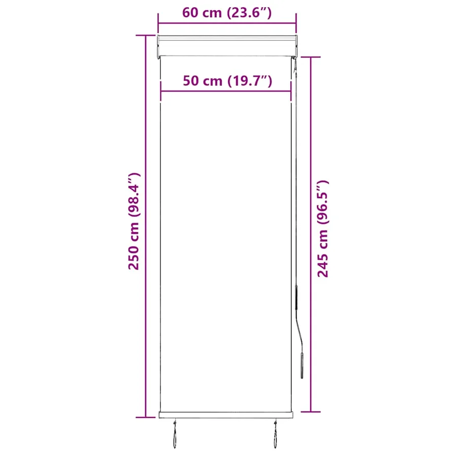 Store roulant d'extérieur 60 x 250 cm Crème - 9