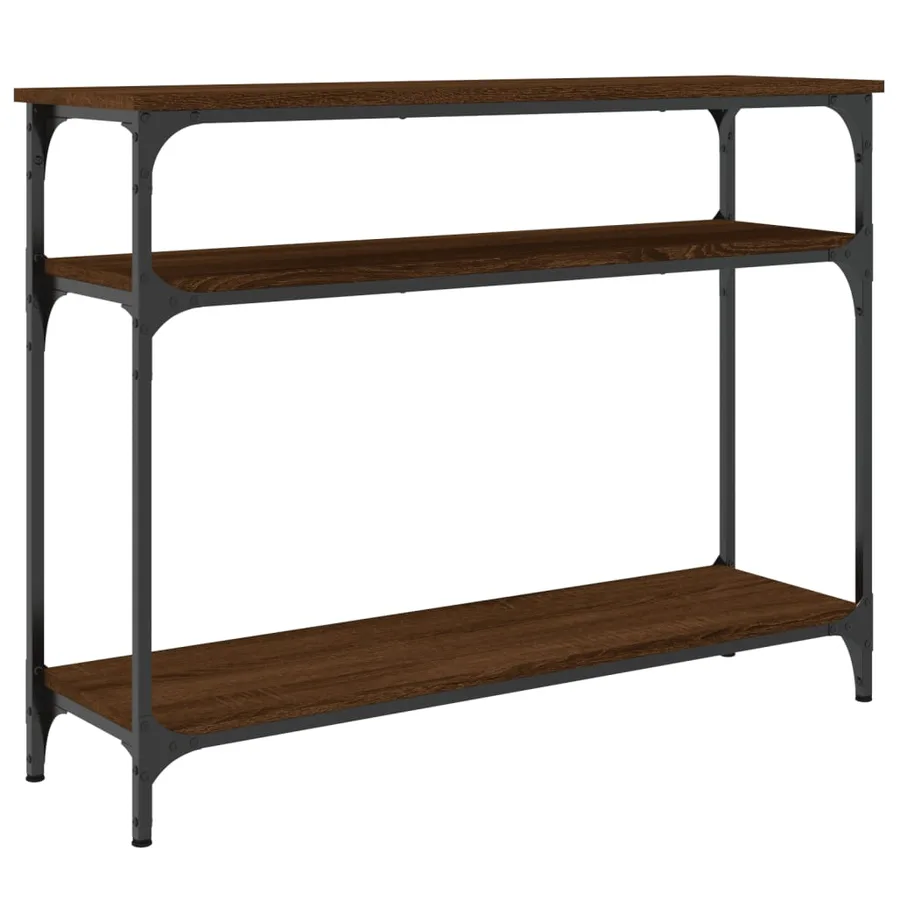 Table console chêne marron 100x29x75 cm bois d'ingénierie - 6