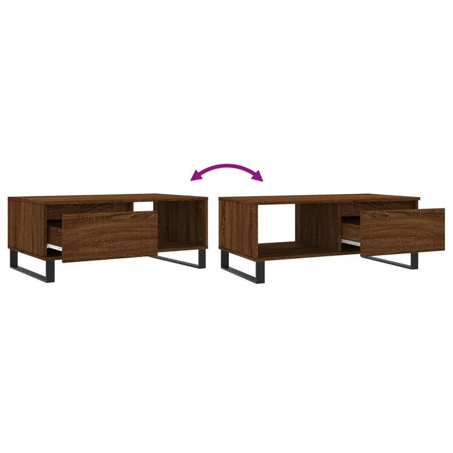 Table basse Chêne marron 90x50x36,5 cm Bois d'ingénierie - 9