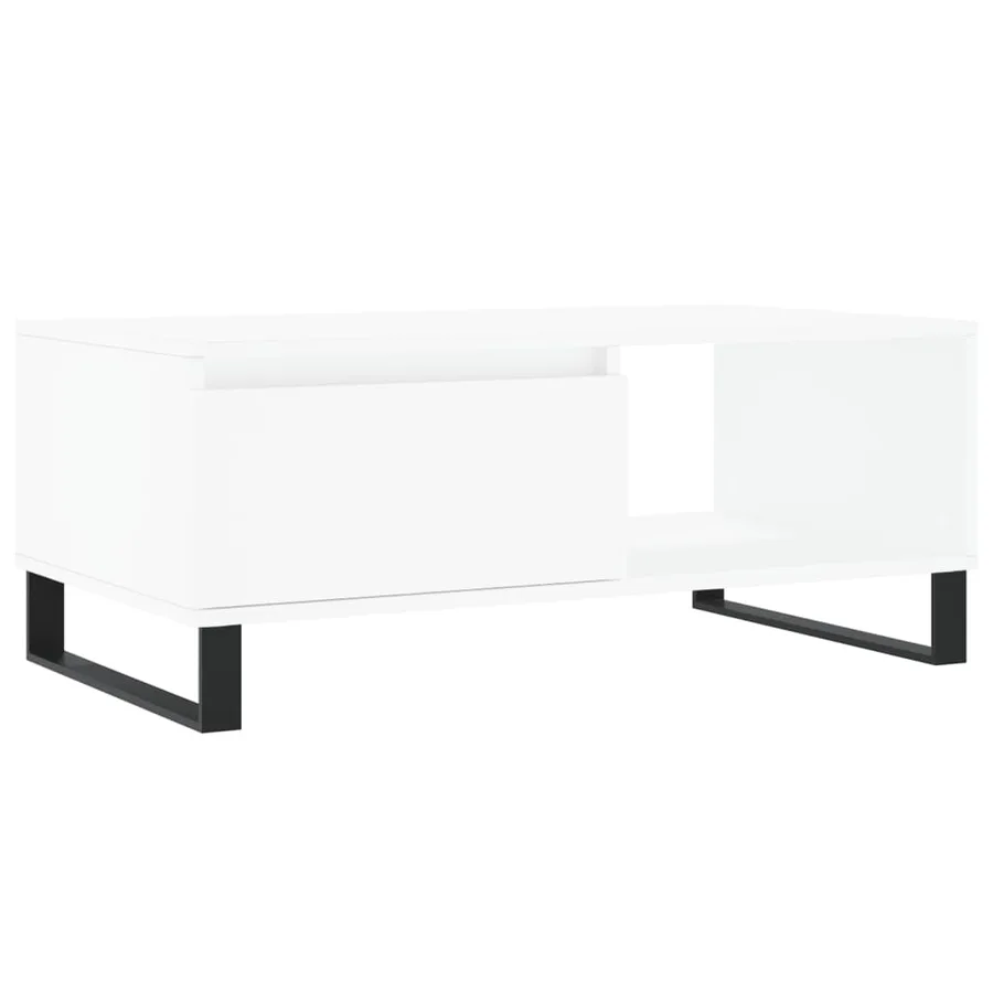 Table basse Blanc 90x50x36,5 cm Bois d'ingénierie - 2