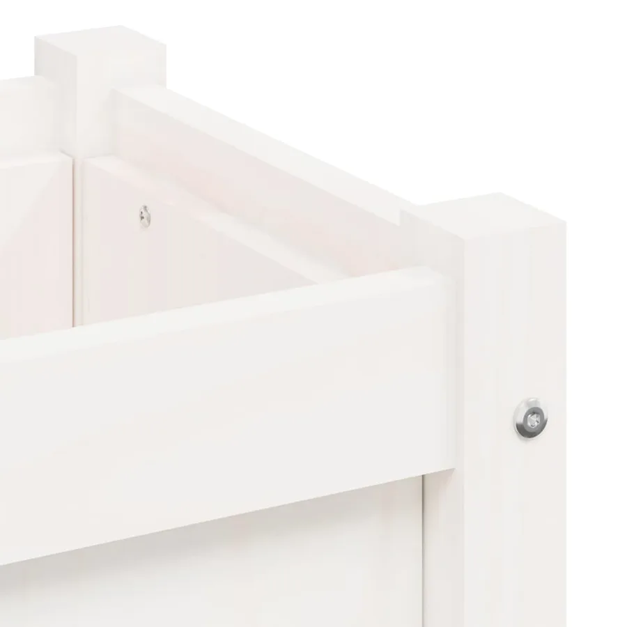 Jardinières 2 pcs blanc bois de pin massif - 10