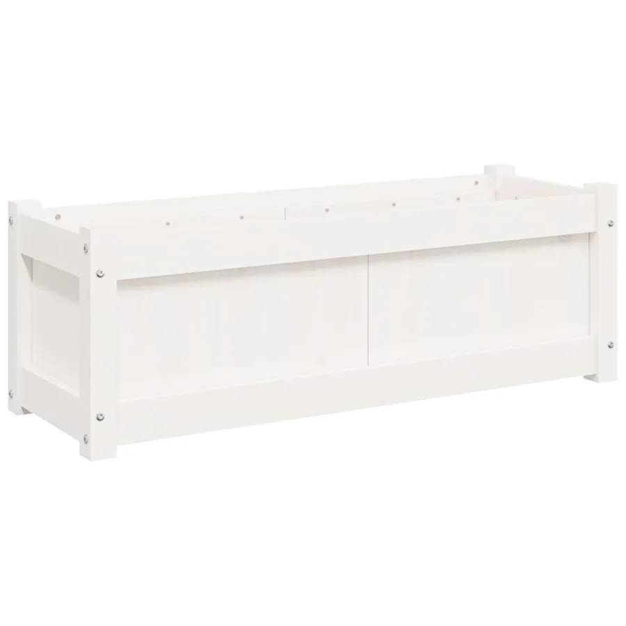 Jardinières 2 pcs blanc bois de pin massif - 5