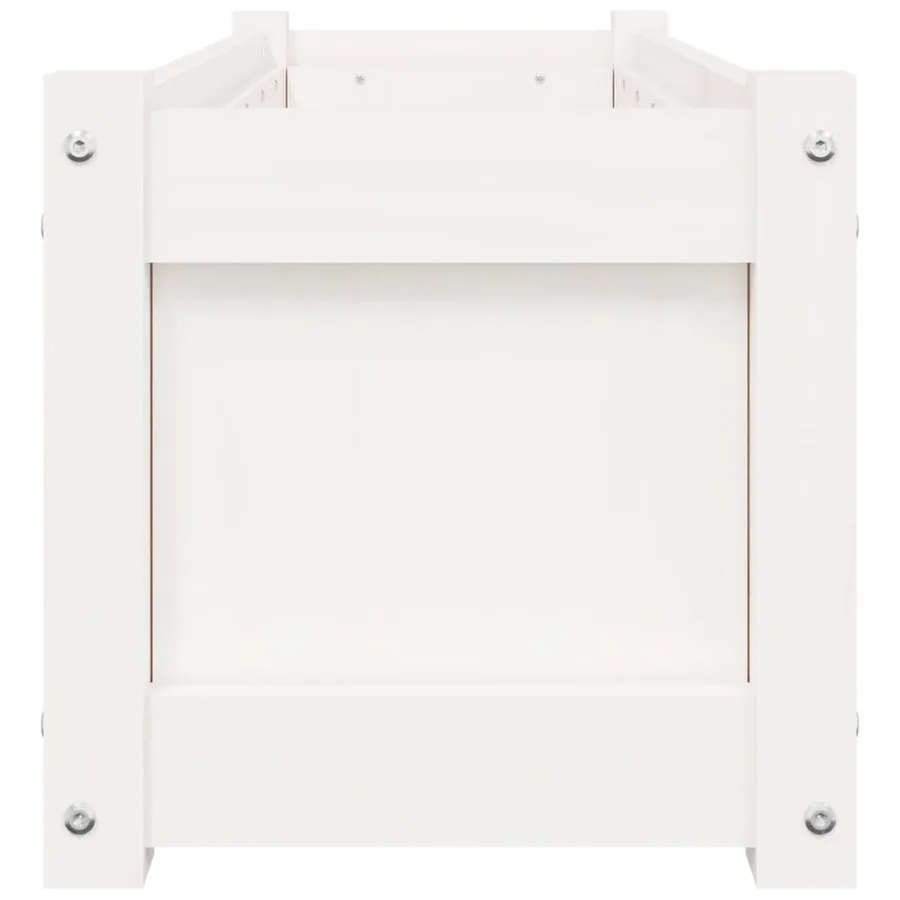 Jardinières 2 pcs blanc bois de pin massif - 7