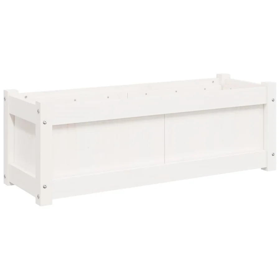 Jardinières 2 pcs blanc bois de pin massif - 8