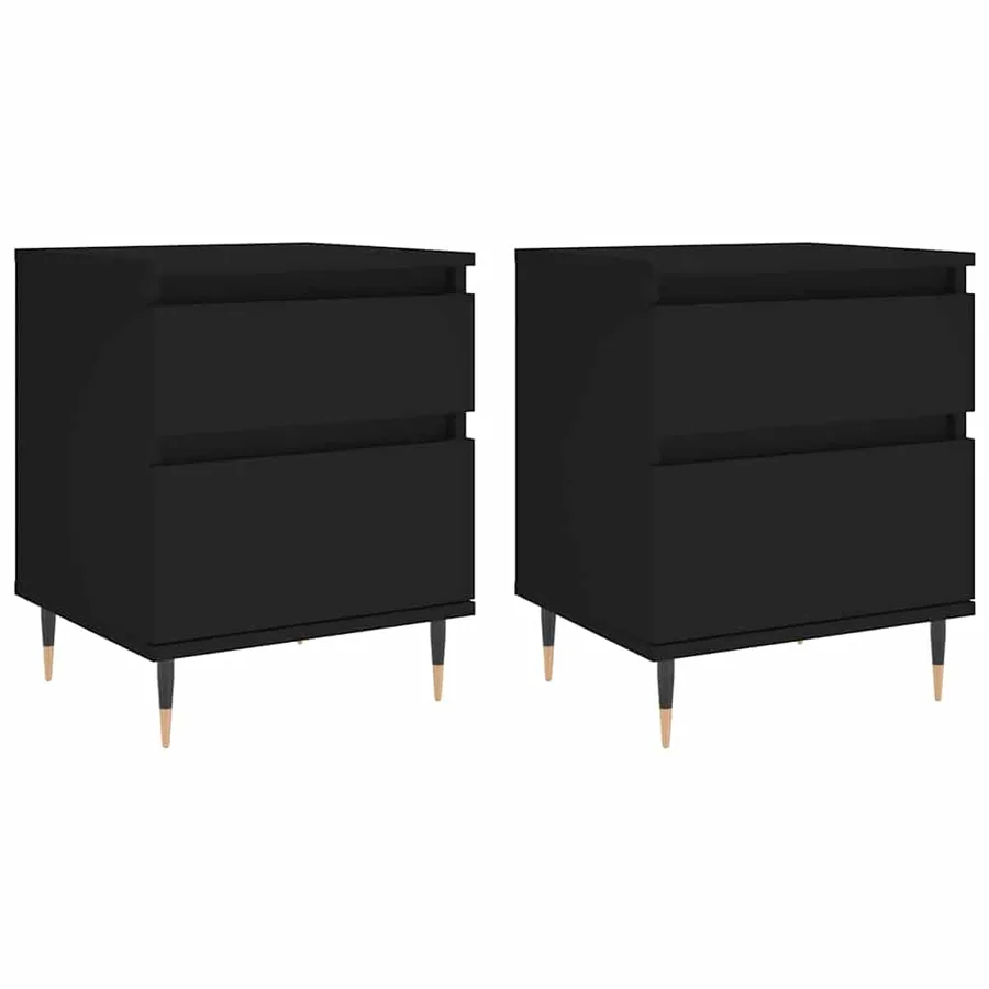 Tables de chevet 2 pcs noir 40x35x50 cm bois d’ingénierie - 2