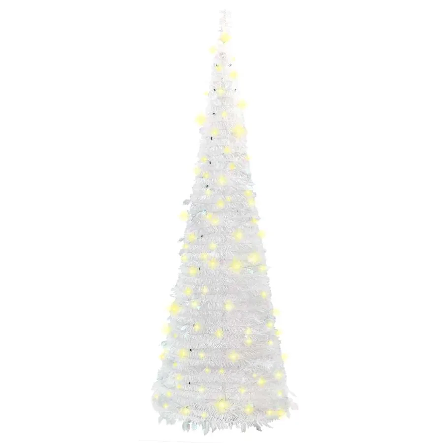 Sapin de Noël artificiel escamotable 100 LED blanc 150 cm - 5