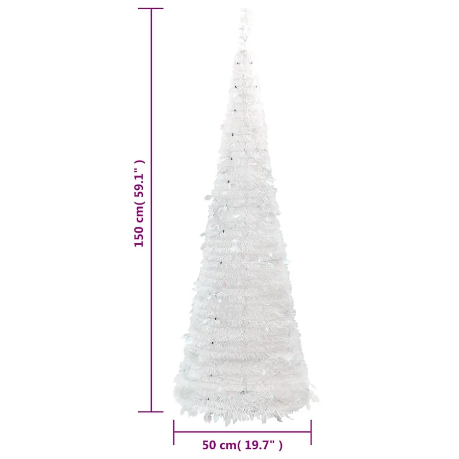 Sapin de Noël artificiel escamotable 100 LED blanc 150 cm - 9