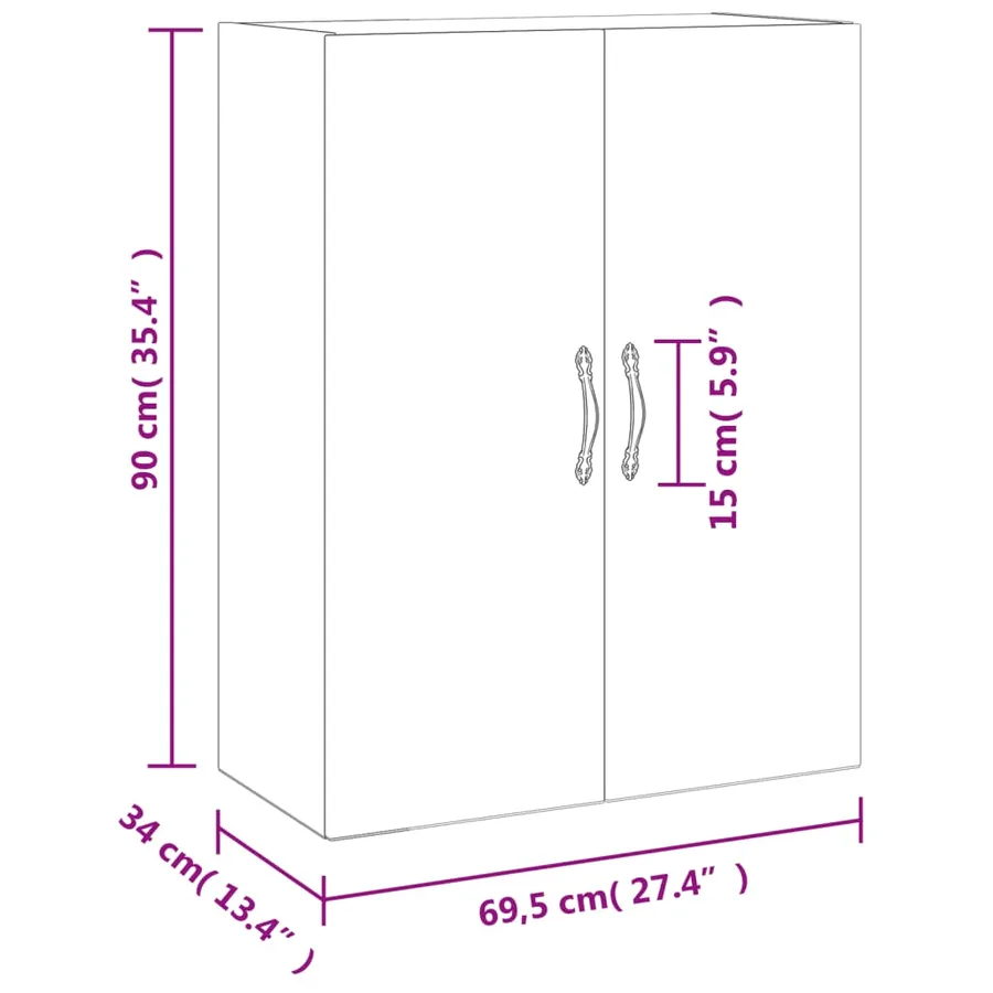 Armoire murale gris béton 69,5x34x90 cm bois d'ingénierie - 13