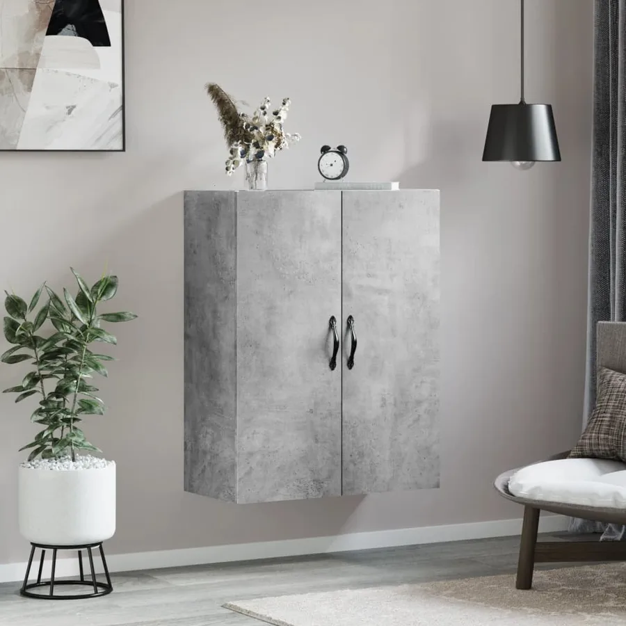 Armoire murale gris béton 69,5x34x90 cm bois d'ingénierie - 3
