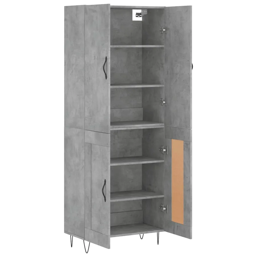 Buffet haut Gris béton 69,5x34x180 cm Bois d'ingénierie - 4
