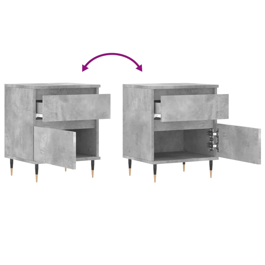 Table de chevet gris béton 40x35x50 cm bois d’ingénierie - 8