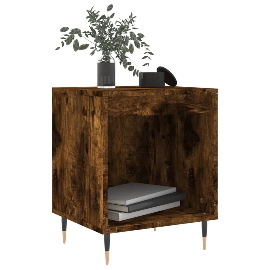 Table de chevet chêne fumé 40x35x50 cm bois d’ingénierie - 3