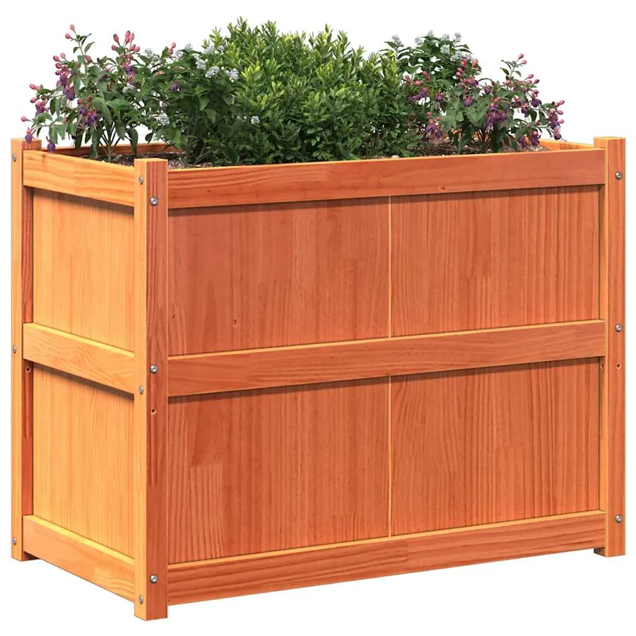 Jardinière cire marron 90x50x70 cm bois de pin massif - 4