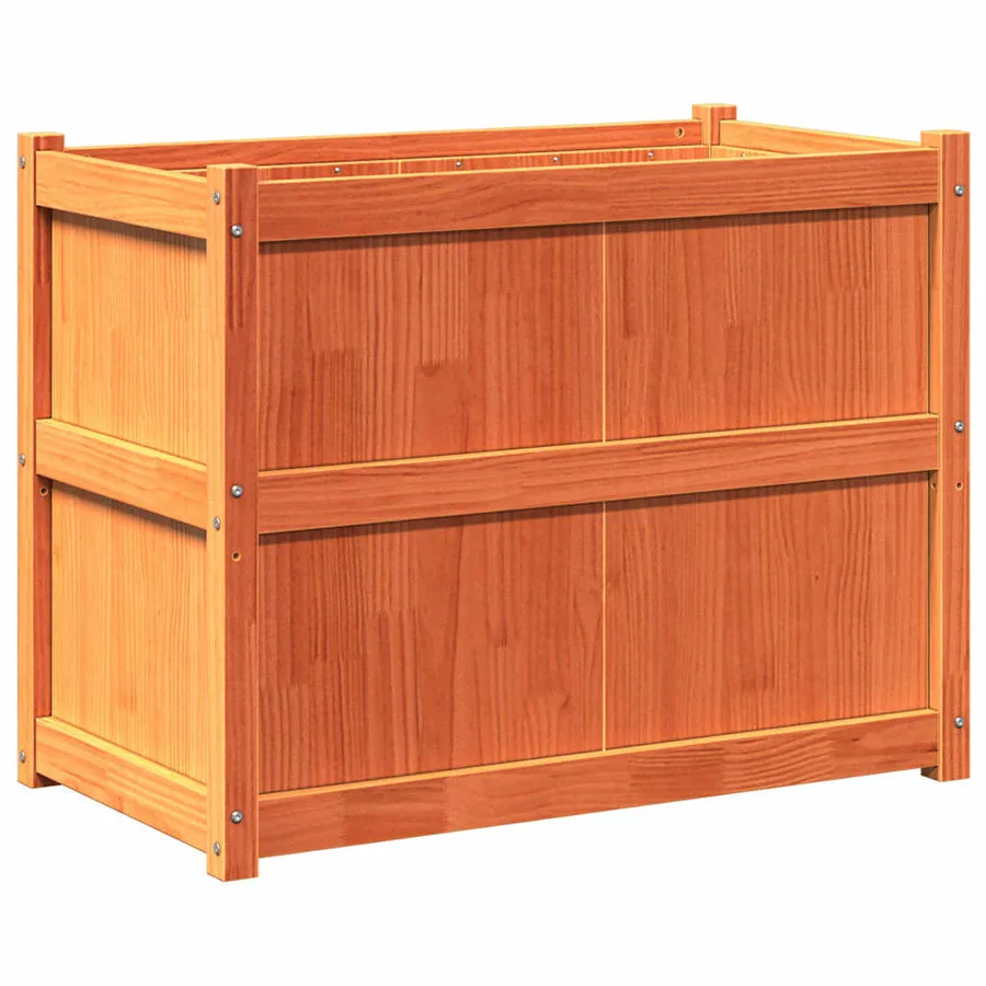Jardinière cire marron 90x50x70 cm bois de pin massif - 7