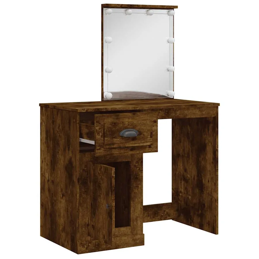 Coiffeuse avec lumières LED chêne fumé 90x42x132,5 cm - 4