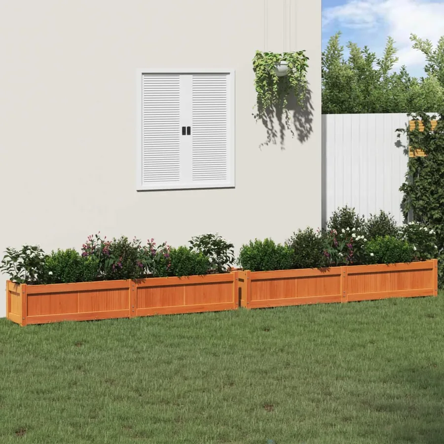 Jardinières 2 pcs cire marron bois de pin massif