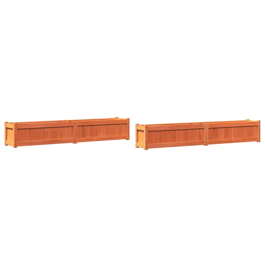 Jardinières 2 pcs cire marron bois de pin massif - 2