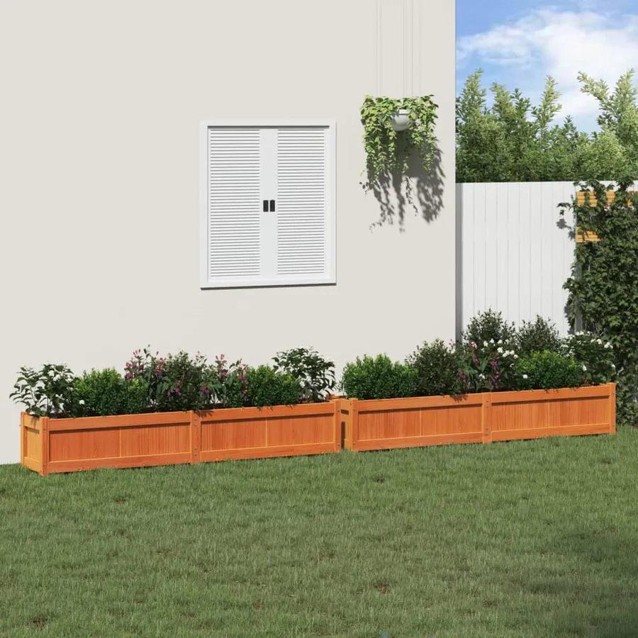 Jardinières 2 pcs cire marron bois de pin massif - 3