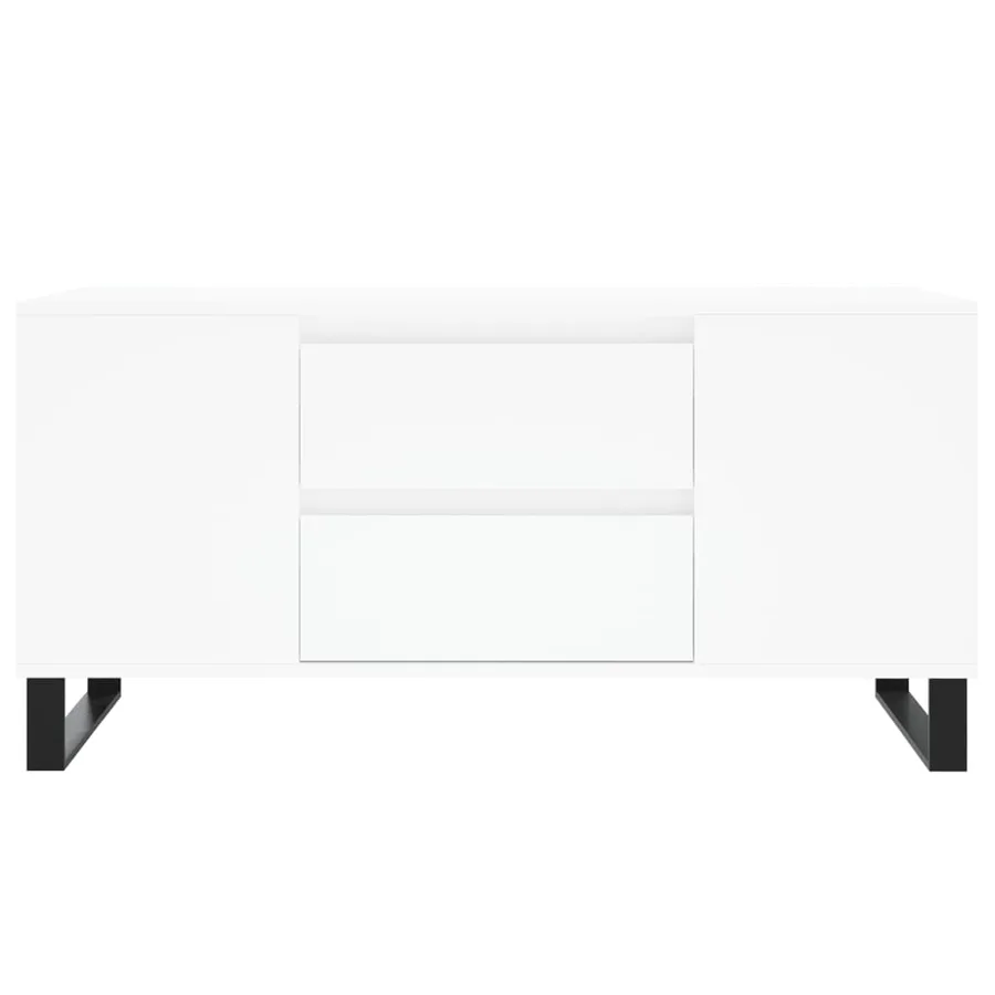 Table basse blanc 102x44,5x50 cm bois d'ingénierie - 5
