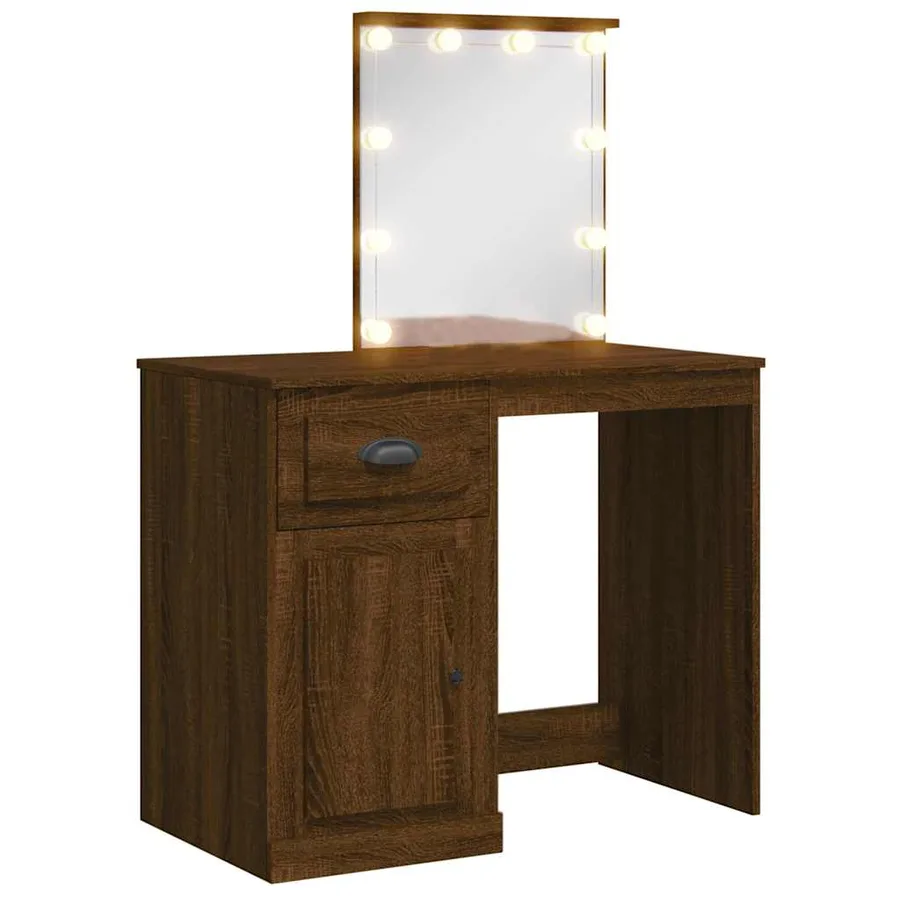 Coiffeuse avec lumières LED chêne marron 90x42x132,5 cm - 2